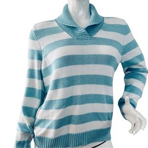 Croft & barrow sweater white and turquoise size XL New